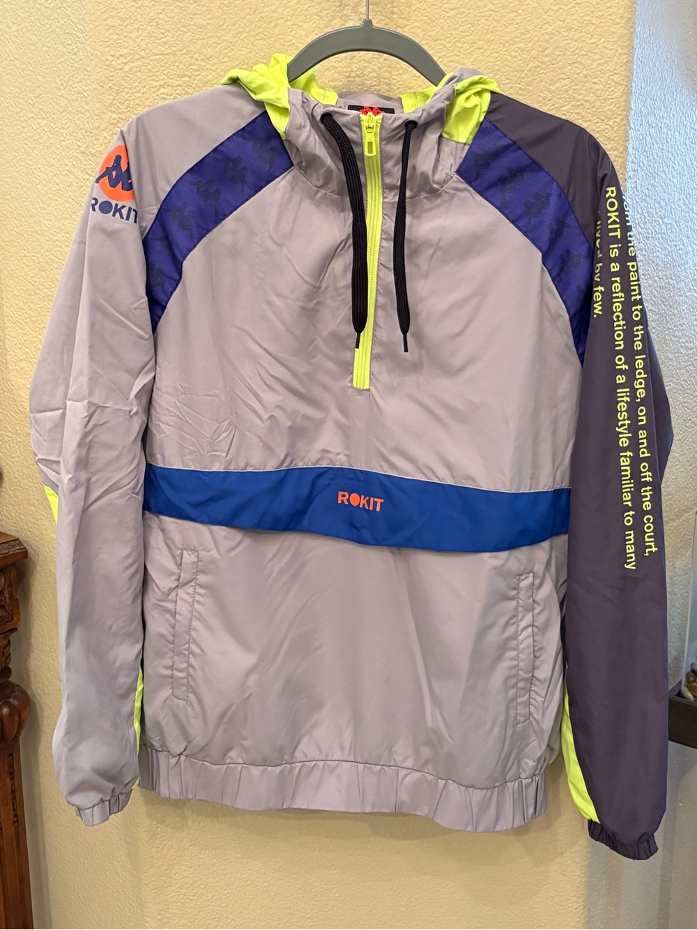 Kappa x Rokit Men Nightwing Anorak Color-Block Hoodie Windbreaker Size Medium
